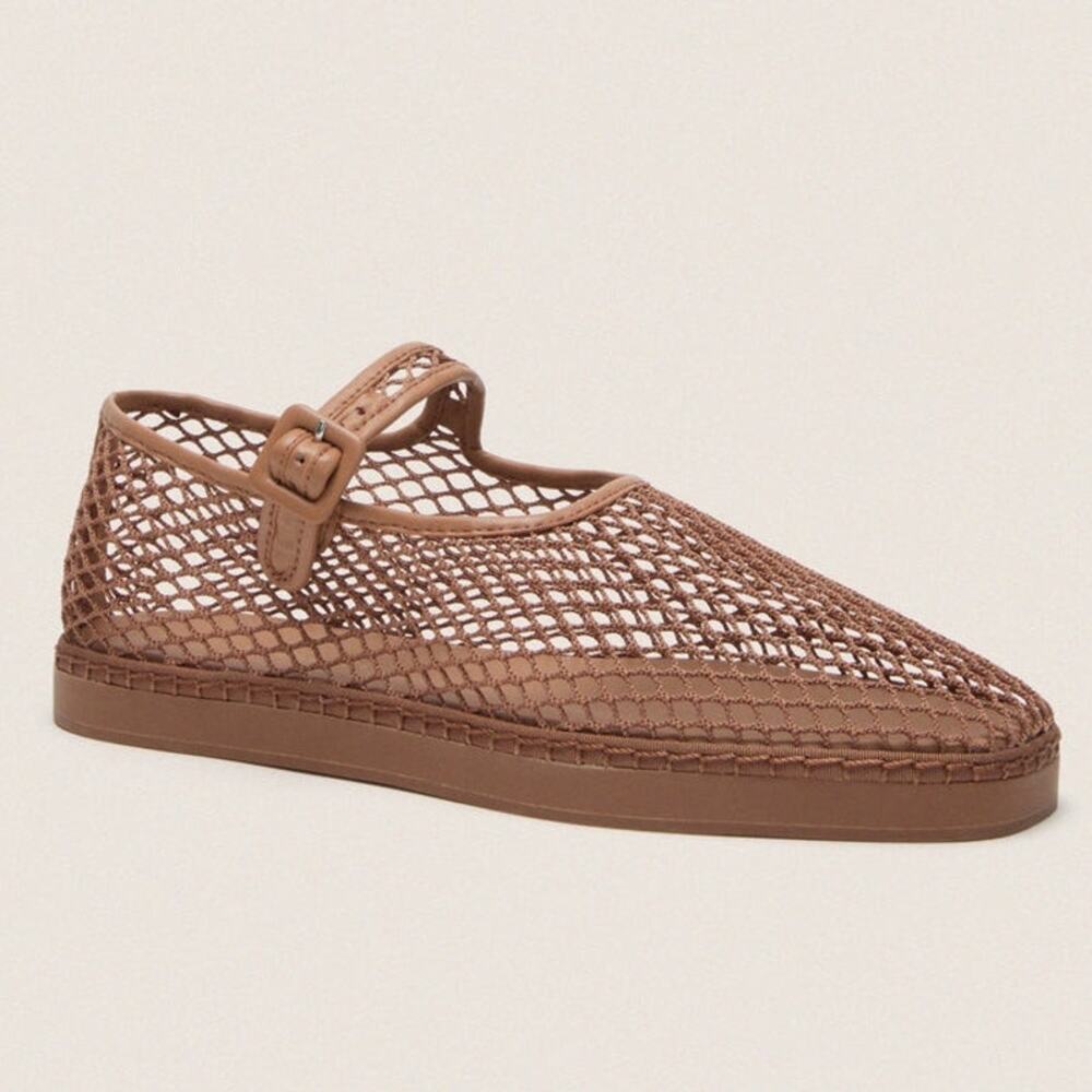 Loeffler Randall Rita Brown Netted Mary Jane flats Women's 7.5